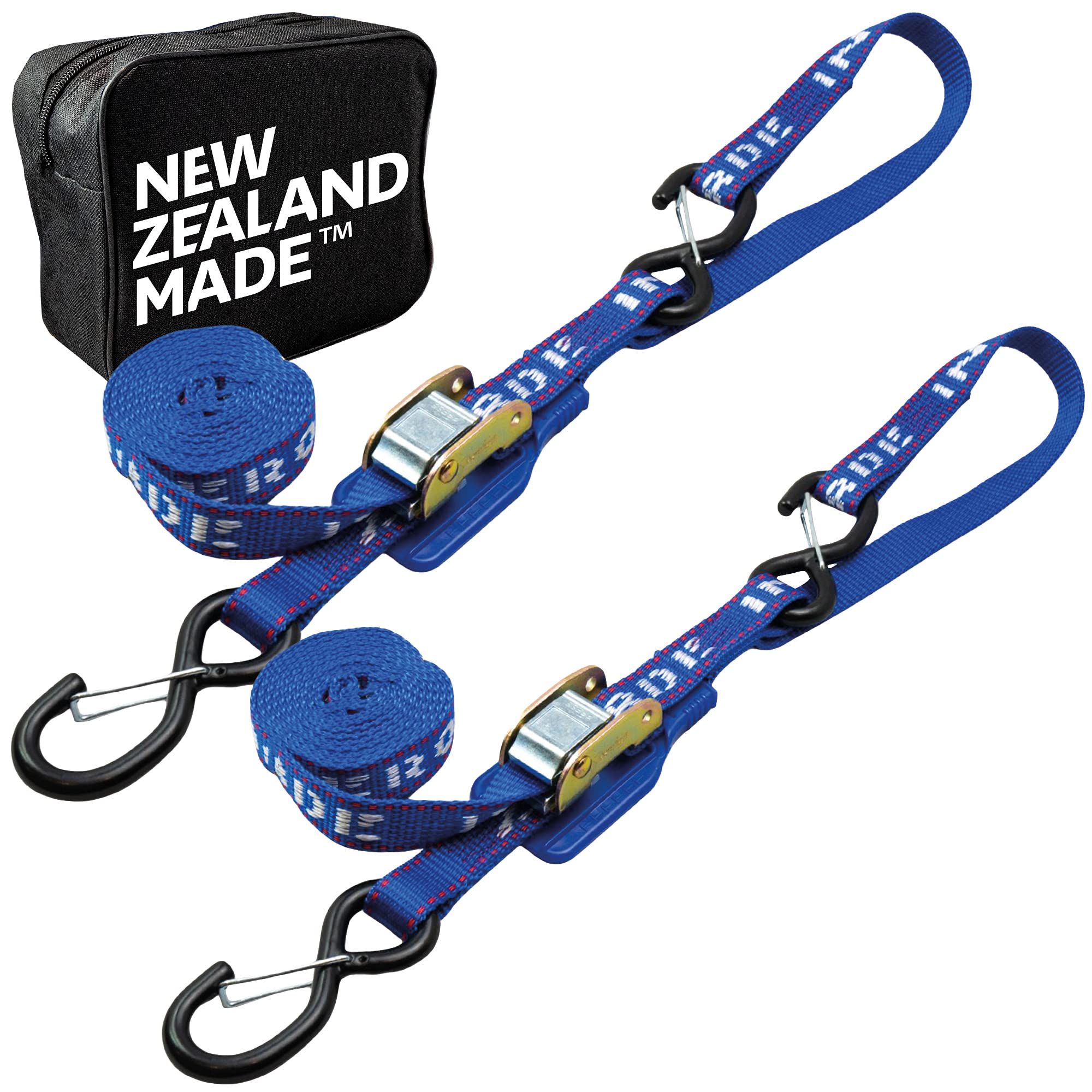 Motorcycle Tie Down Straps 1'' x 8 Heavy Duty Cam Buckle Straps with Soft Loops & Safety Hooks - Motorcycle Straps for Securing